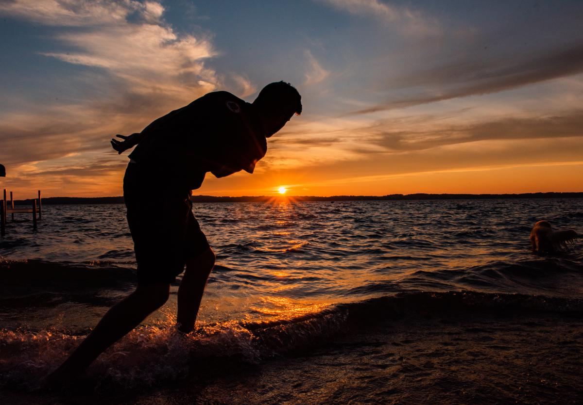 Sunset and skipping rocks