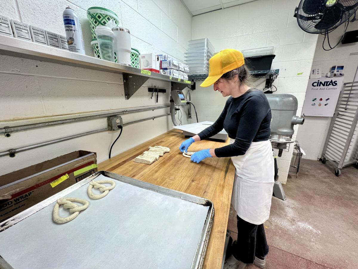 Leah Short making Pretzel's