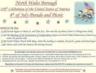 North Wales Borough 250 Celebration: Parade, Declaration Reading & Picnic