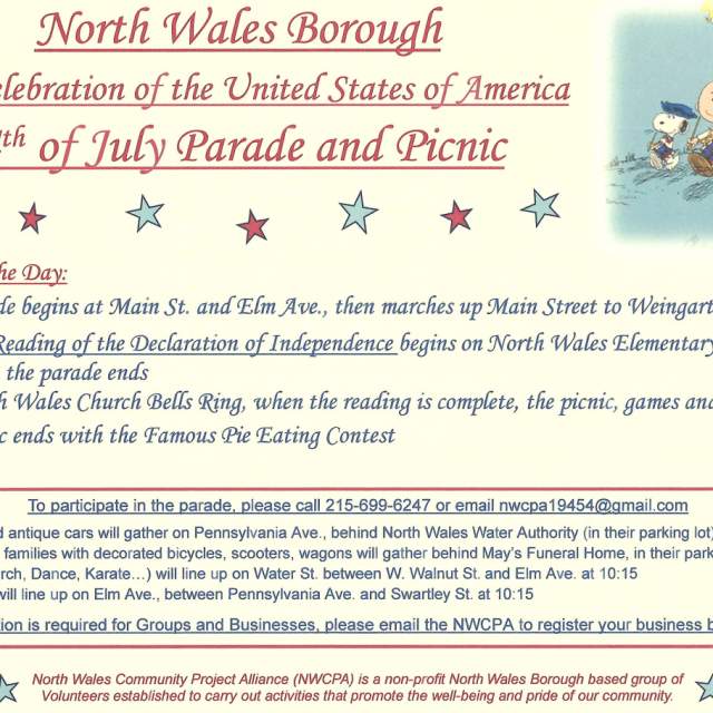 North Wales Borough 250 Celebration: Parade, Declaration Reading & Picnic