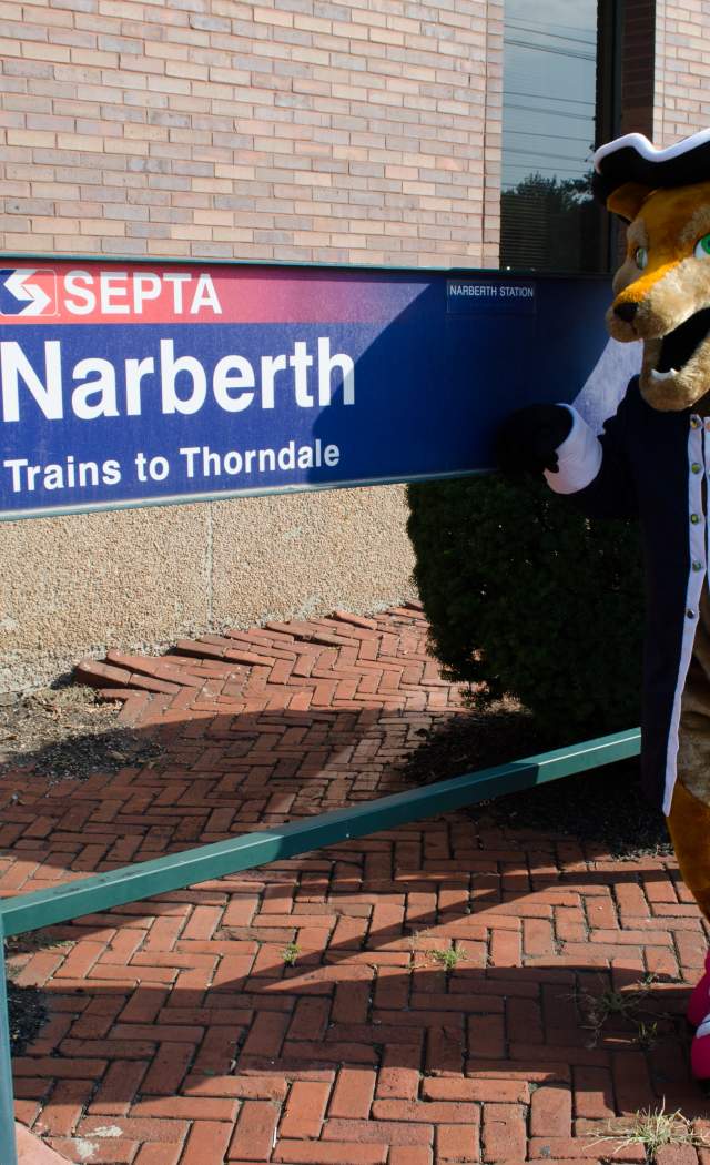 Monty the Fox at Narberth SEPTA Station