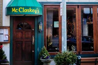 Exterior view of the front of McCloskey's Tavern in Ardmore, PA.