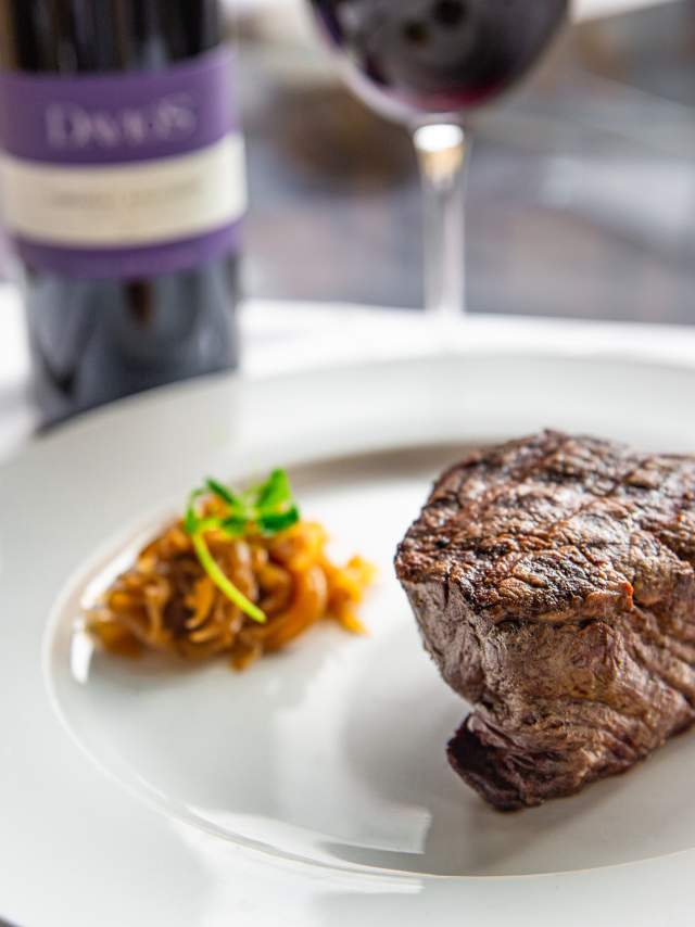 Steak dish at Davios 2020