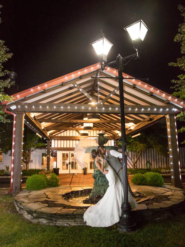 Bride and Groom Outside Normandy Farm
