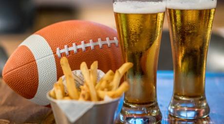 Food and drink with a football at Great American Pub in Conshohocken