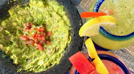 Los Sarapes fresh guacamole and margarita's