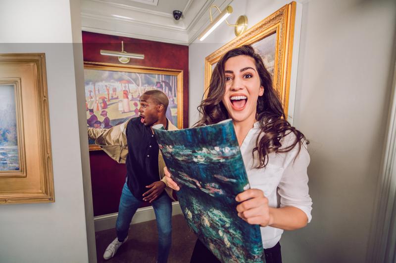 Two people playing the Escape Game