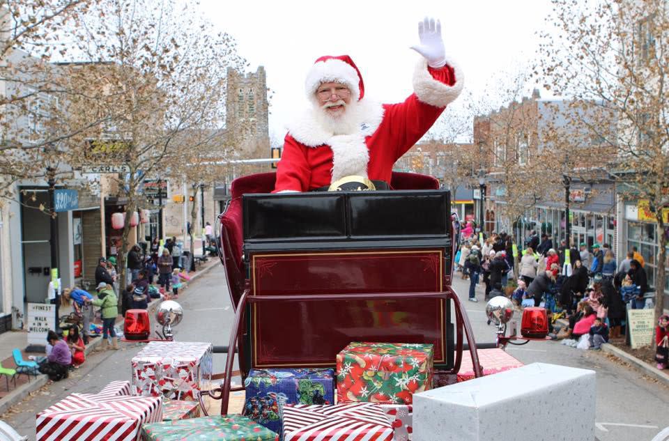 Santa in the Lansdale Mardi Gras Holiday Parade