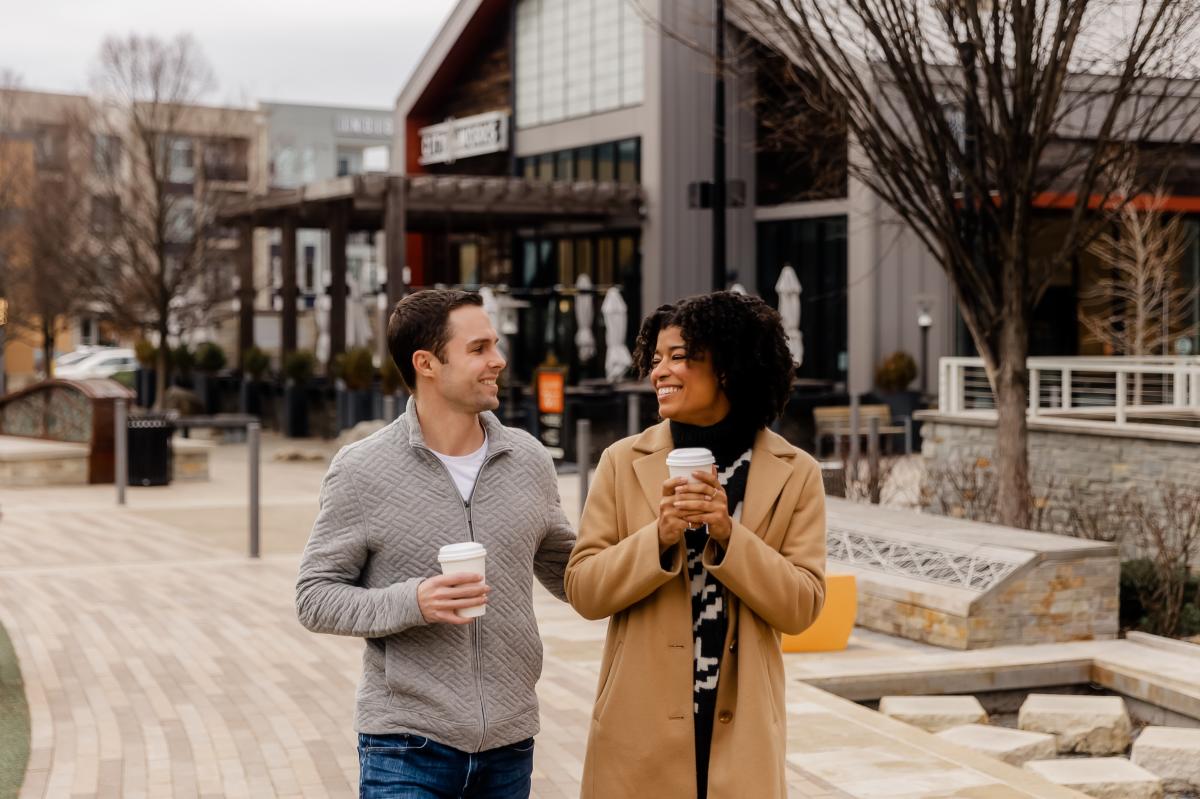 Couple walking in KOP Town Center