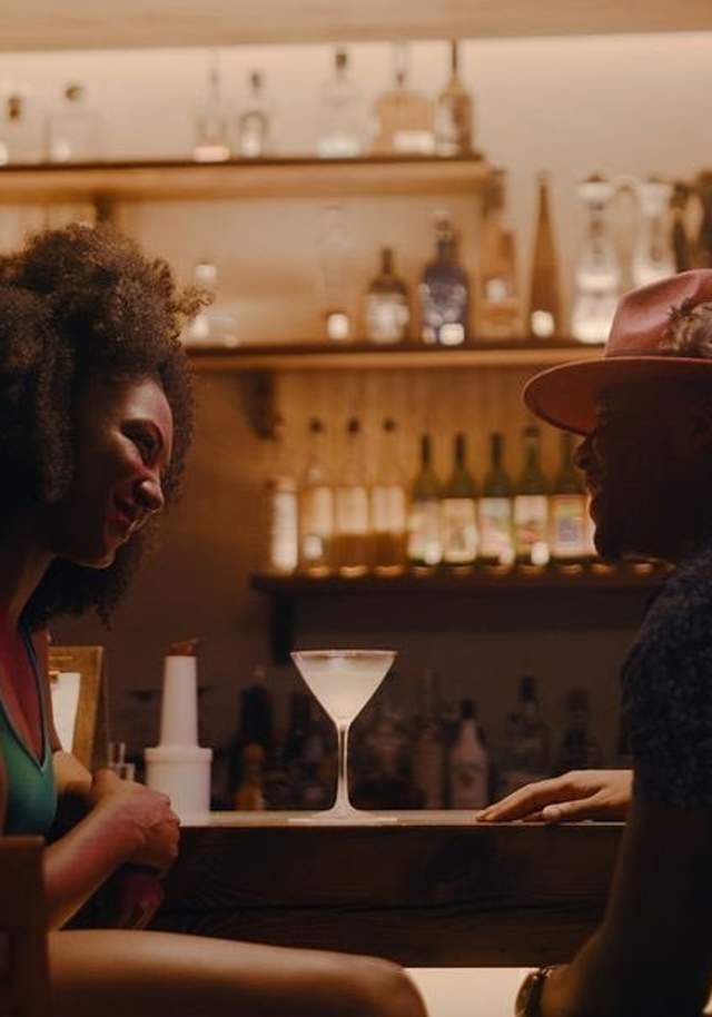 Couple enjoys cocktails at the Texican bar.