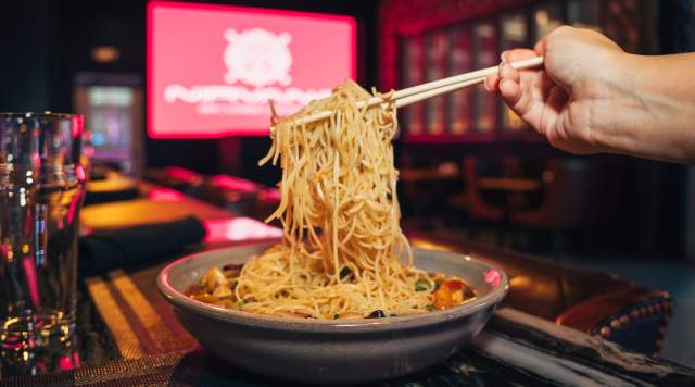 Noodle food and eats on a plate