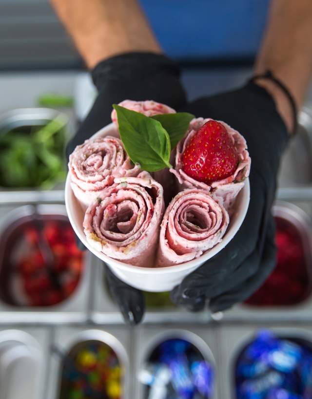 Rolled ice cream makes a tasty bouquet of flavor.