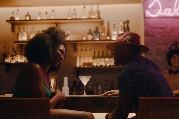 Couple enjoys cocktails at the Texican bar.
