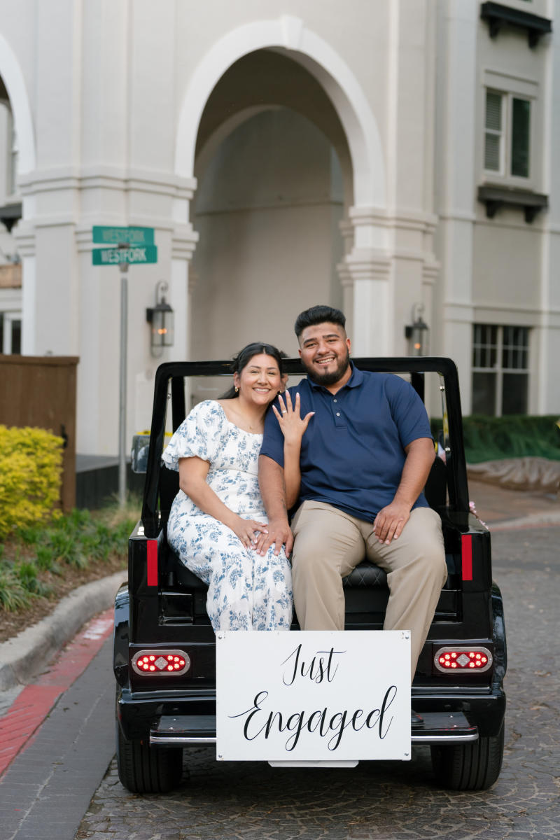 Romance Couple in Car leaving Proposal