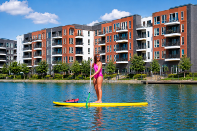 girl paddleboarding