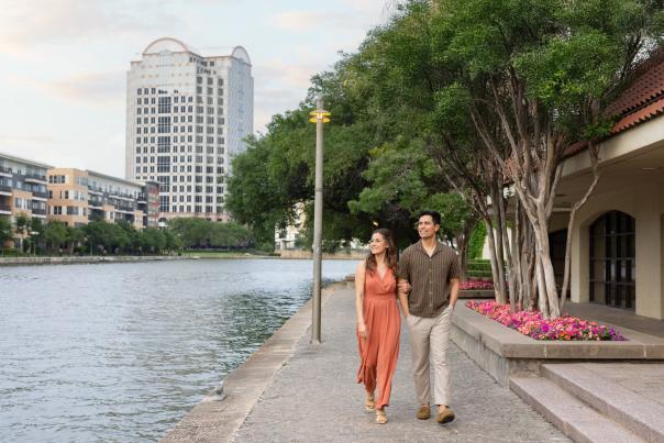 Omni couple walking on lake