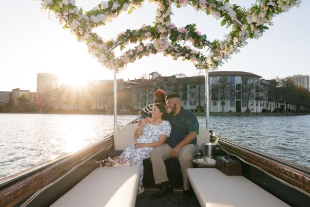 Happy couple on the gondola ride