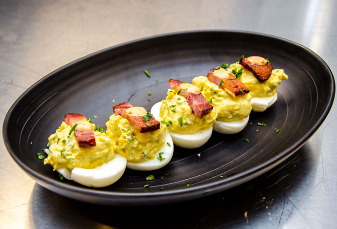 Cork and Pig-deviled eggs