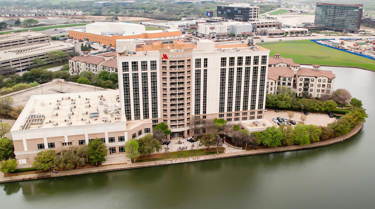 Marriott Dallas Las Colinas exterior aerial view
