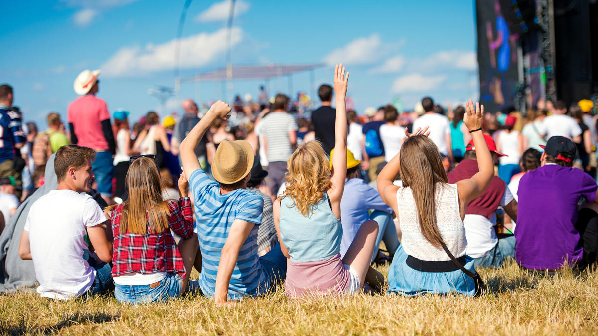 People sitting on the lawn outdoors