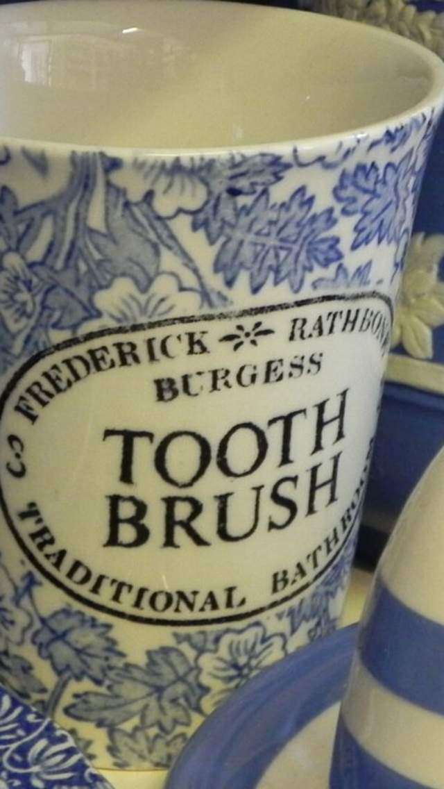 Blue and white ceramics in Antique shop
