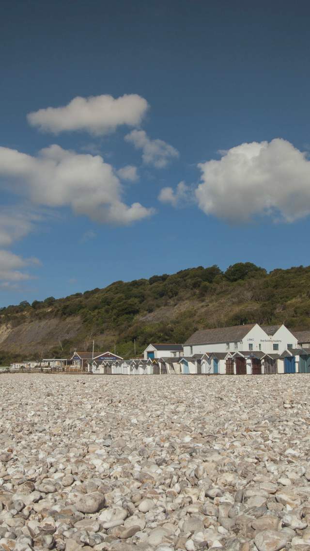 Looking down the pebble beach at Monmouth Beach