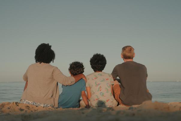 Family on Dorset beach