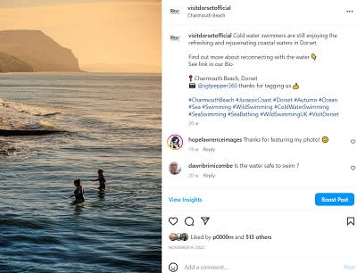 @VisitDorsetOfficial Instagram