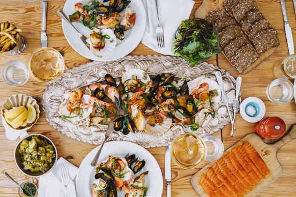 Seafood platter at The Oyster & Fish House in Lyme Regis, Dorset