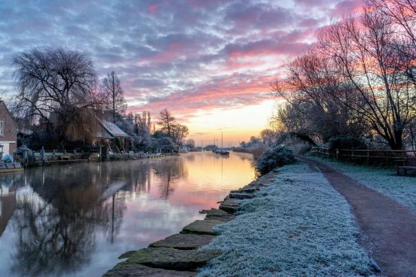 Sunrise over the River Frome at Wareham in winter. Photographed by Paul Dimarco.