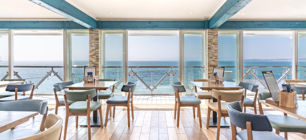 Drift Bar and Grill at Bowleaze Cove in Dorset with views of the sea