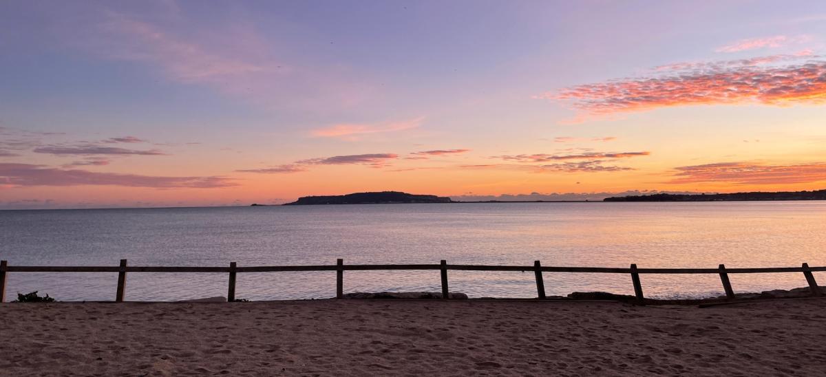 Sunrise over the Jurassic Coast neat Bowleaze Cove in Dorset