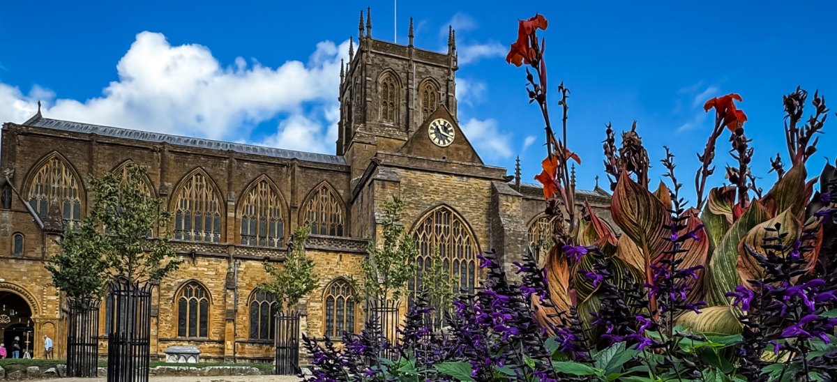 Sherborne Abbey in early autumn