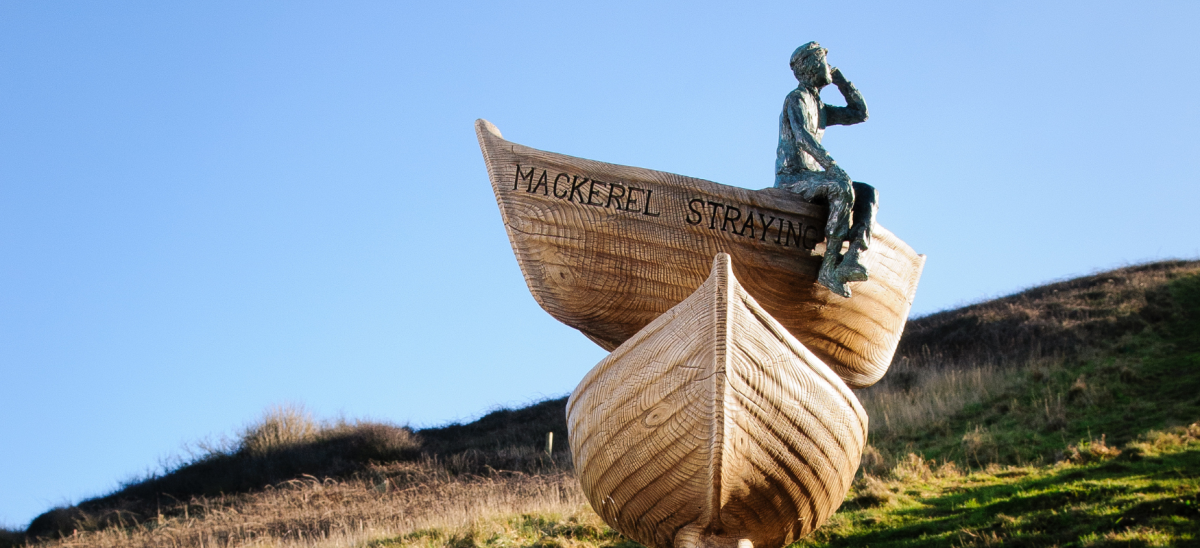 Wooden Viking ships sculpture