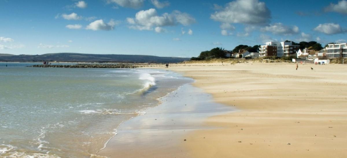 Golden sands at Sandbanks beach in Poole