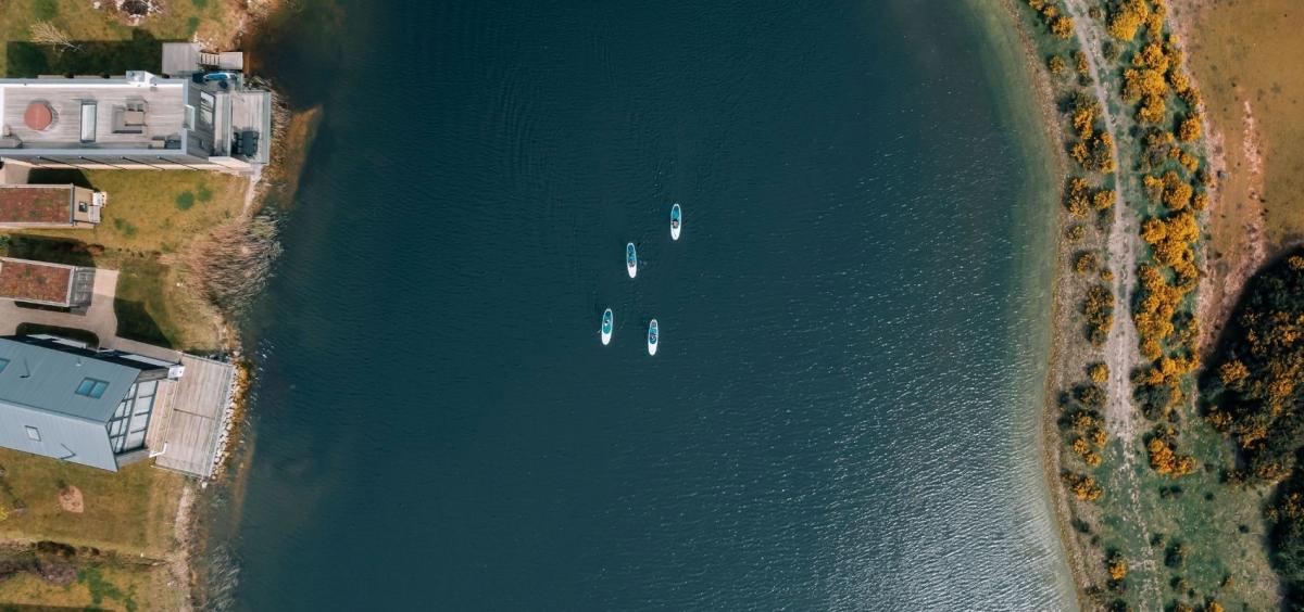 Aerial view over the lake at Silverlake