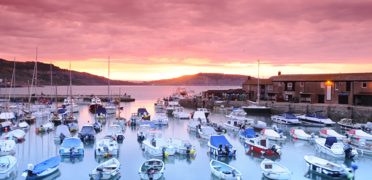 Lyme Regis The Cobb and harbour at sunrise