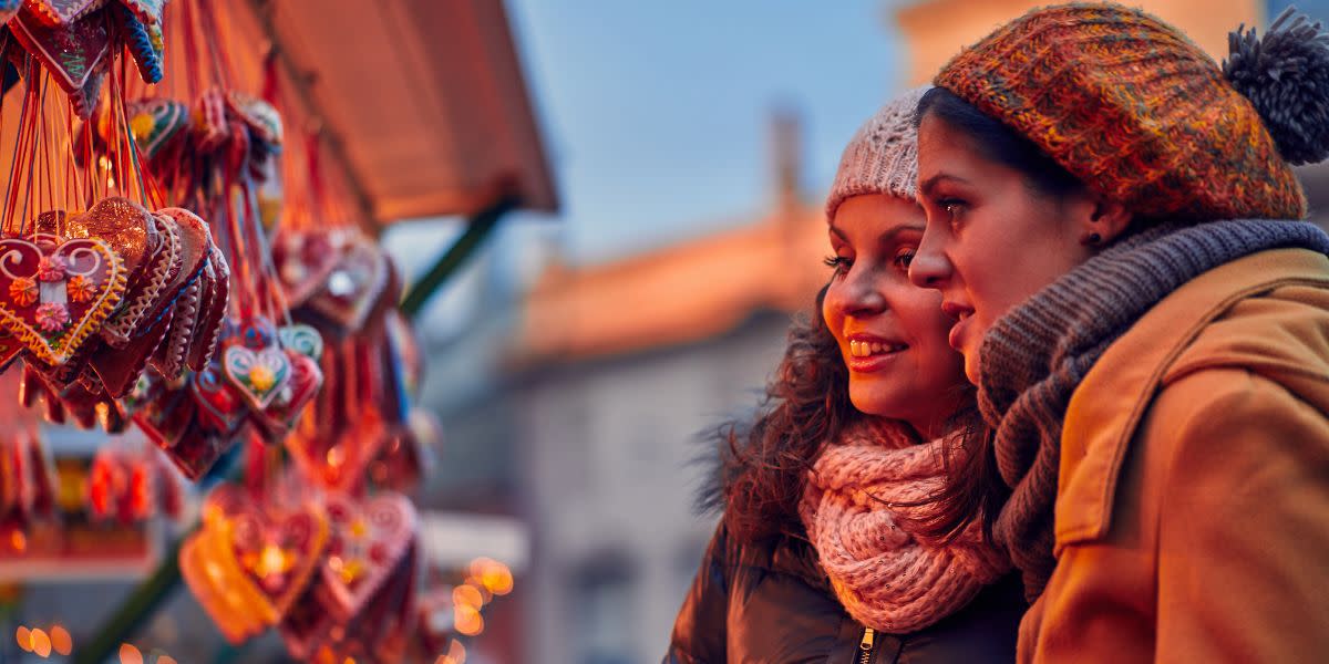 women shopping at christmas market