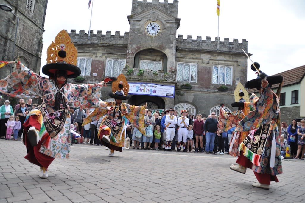 Performers at Gold Hill Fair in Shaftesbury, Dorset